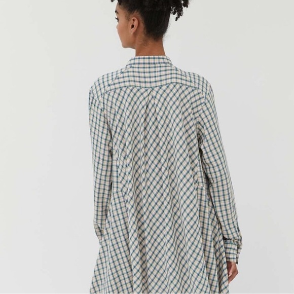 Urban Outfitters Plaid Long Sleeve Dress - Blue and Cream - Picture 3 of 4